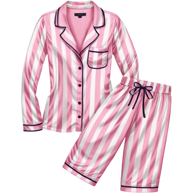 Striped pink and white silk Victoria’s Secret pajama set emoji