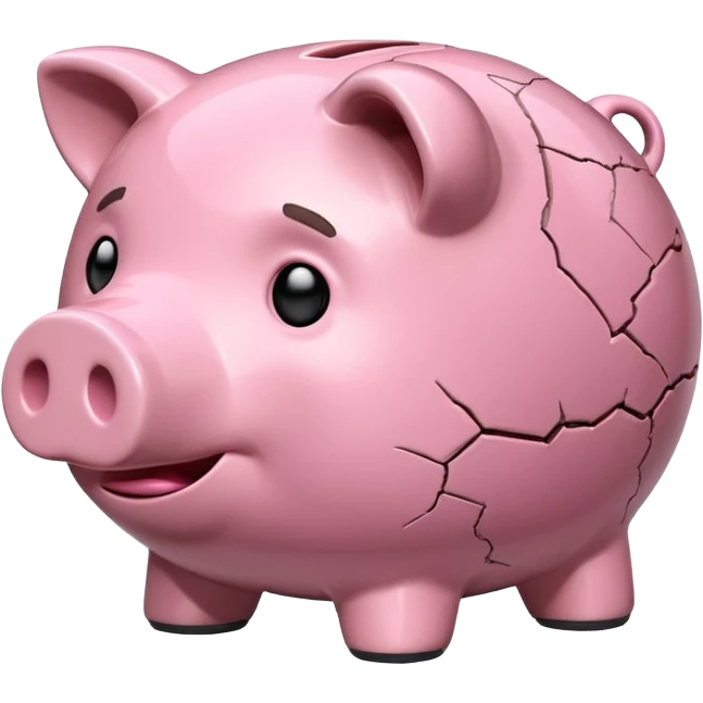 emoji of sad unhappy piggy bank, right view emoji