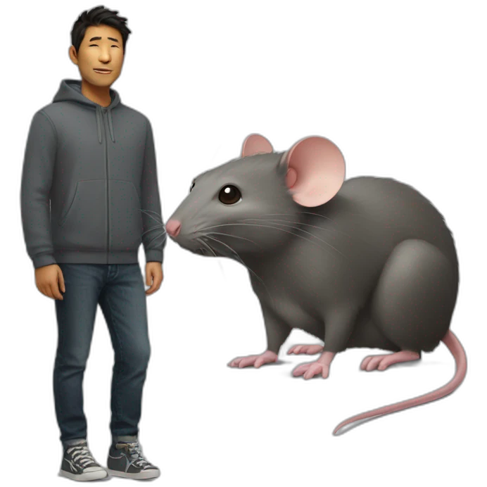 huge rat next to a small person emoji