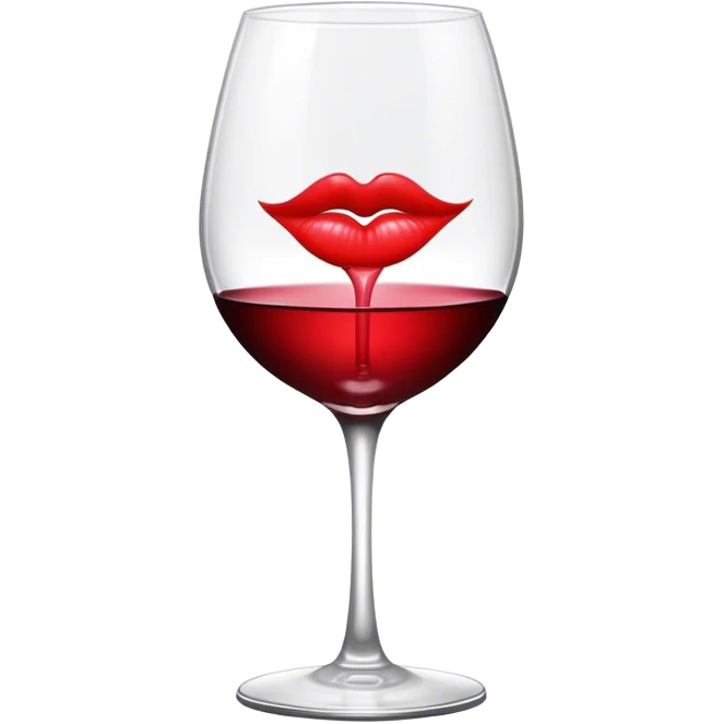 wine glass with kiss print emoji