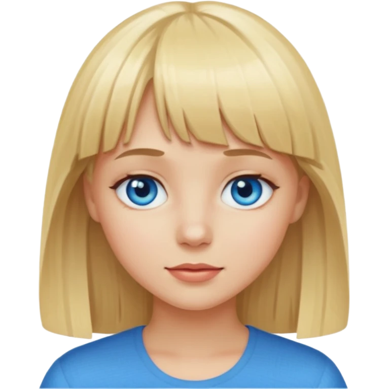 Blonde girl with bangs and blue eyes emoji