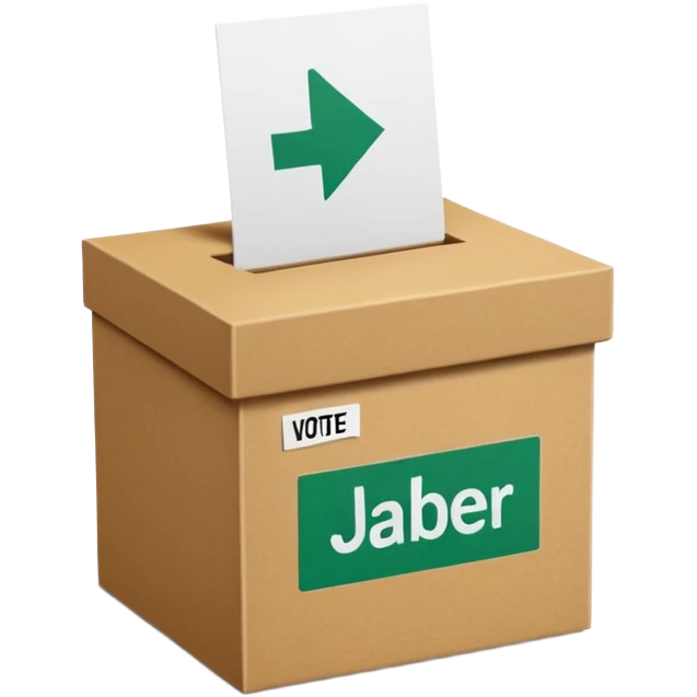 Vote box with 'Ja, aber' written on the front and paper entering the top slot emoji