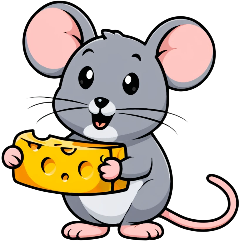 Jerry mouse enjoying a large piece of swiss cheese emoji