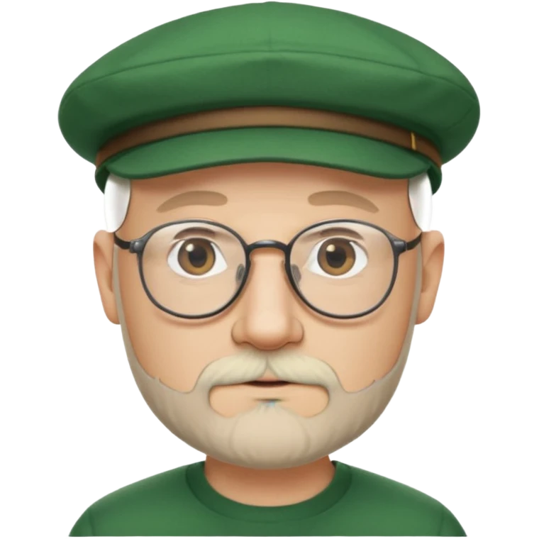 47 year old white male, bald, short beard with glasses and irish cap emoji