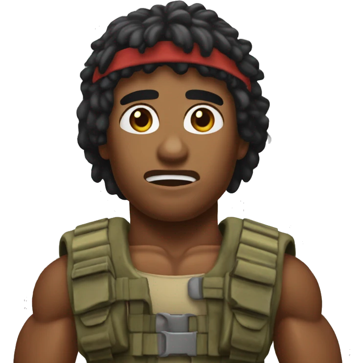 The face of Rambo when he says: I don’t feel my legs emoji
