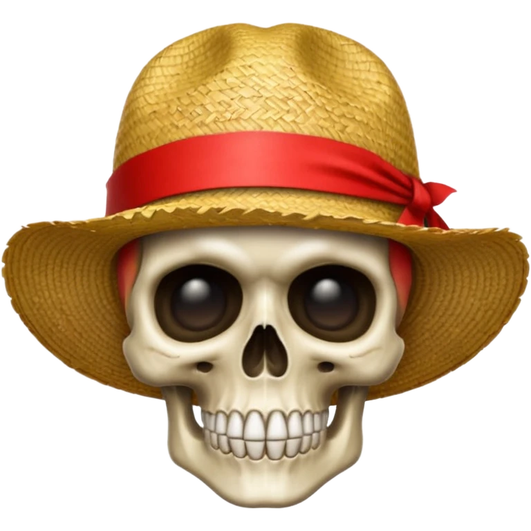 Straw hat skull emoji whit red ribbon on ut emoji