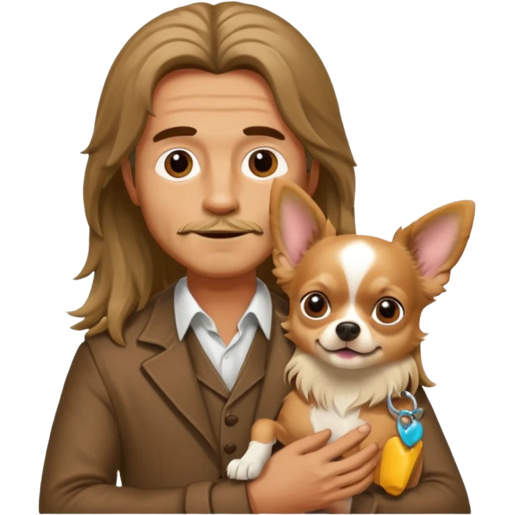 long harired man with dog chihuhaha emoji