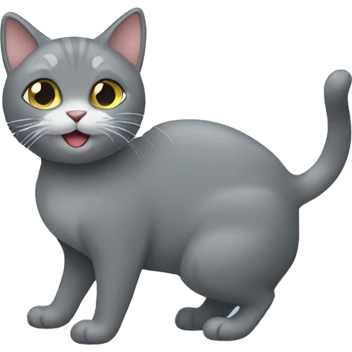 Grey cat playing with catnip emoji