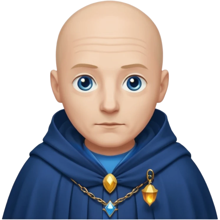 bald wizard with blue eyes, wearing a dark blue cloak  emoji