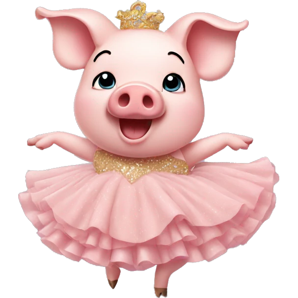 pig wearing a ballroom gown and dancing emoji