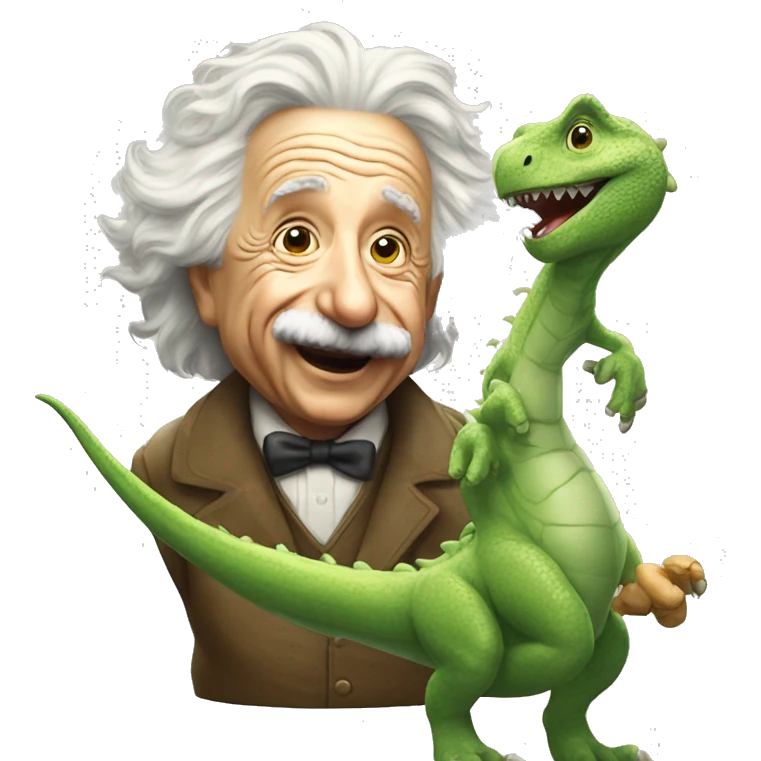 albert einstein happy with dinosour emoji