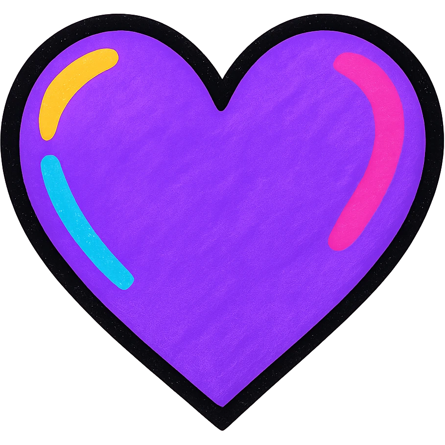 purple heart, bold and vibrant, pop colors style, no text emoji