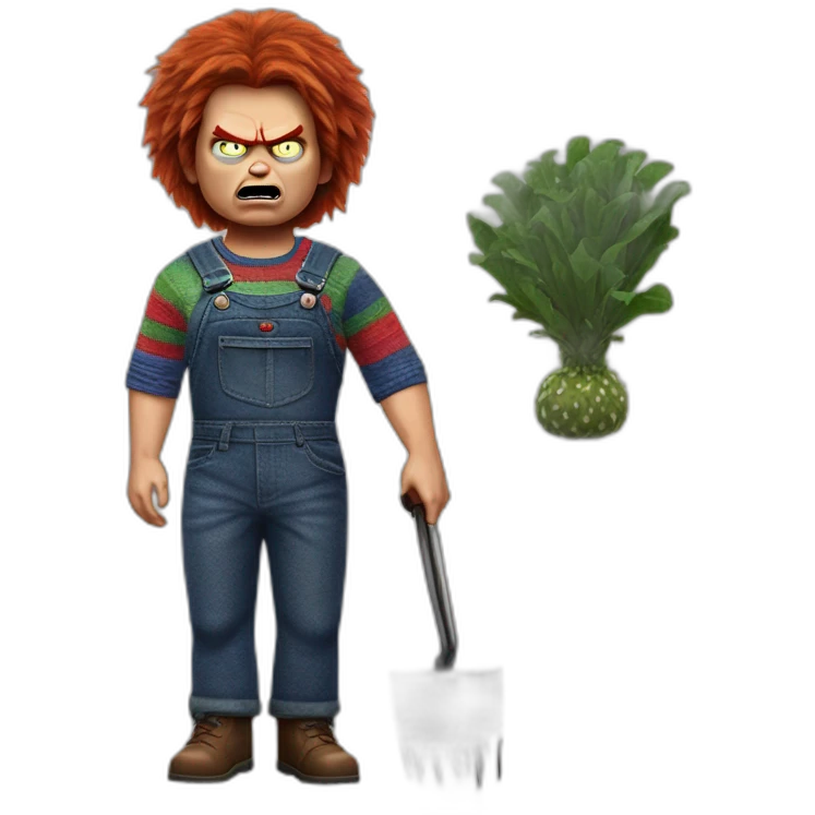 Angry Chucky as chia pet Friday the 13th emoji