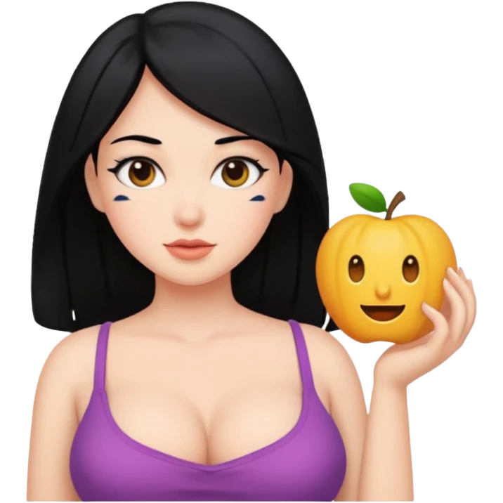 big boobs black hair,  emoji