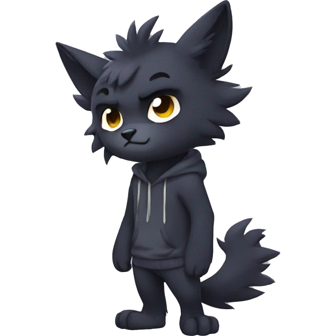 Dark Edgy Cool Shy Grumpy Fluffy FurSona Fakemon Full Body emoji