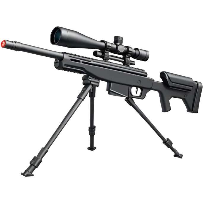 Mini ICBM launching lightweight sniper rifle wire stock, extended mag, assassin, bipod, laser emoji