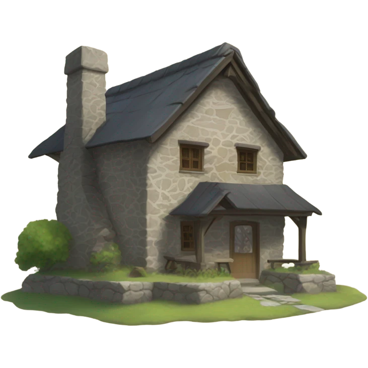 Stone cottage house with anime coming out the chimney  emoji