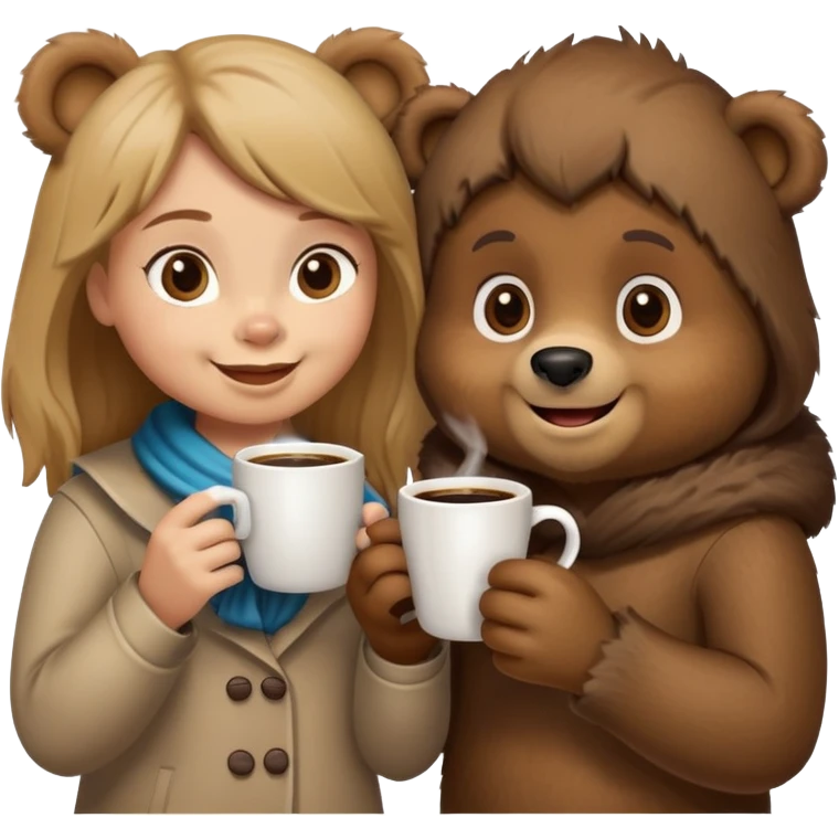Girl bear and boy bear drinking coffee  emoji