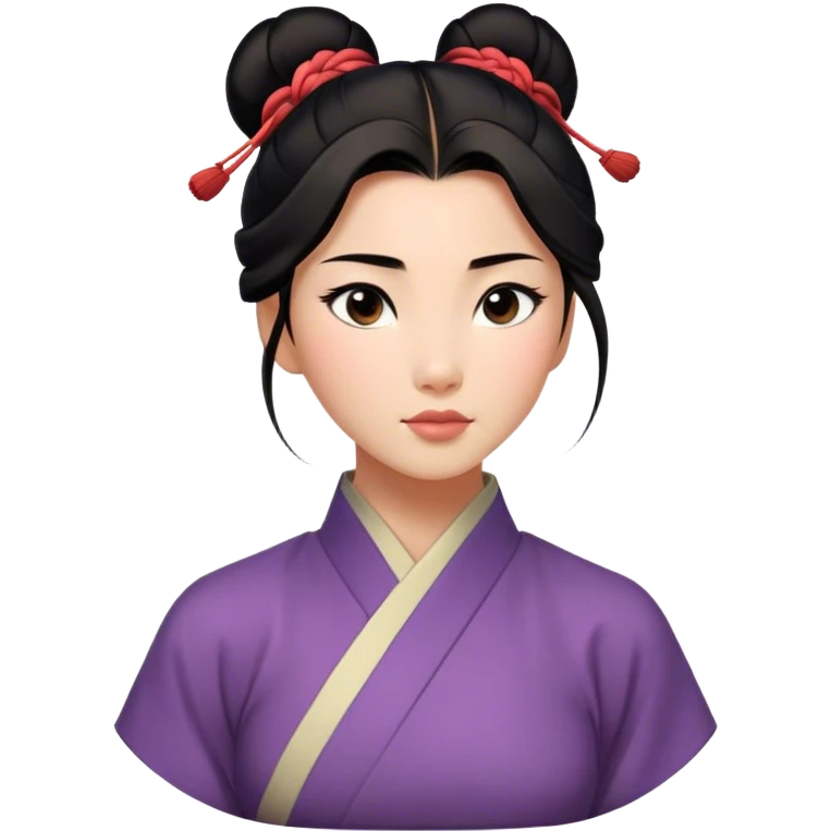 Cinematic Realistic Serene Mulan Portrait, showing Mulan (chest and above) with radiant, smooth skin and delicately detailed dark hair swept back in a neat bun. Her gentle, reflective expression is captured with soft natural lighting that highlights the nuanced textures of her features and traditional attire in muted hues. The composition glows with an inviting, natural radiance and subtle shadows, evoking a calm and introspective mood that speaks of quiet strength and enduring beauty. emoji