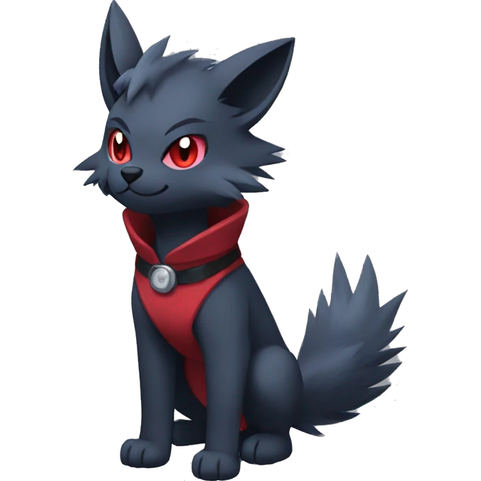 Cool Edgy Zorua-Zoroark-Mightyena with a collar full body emoji