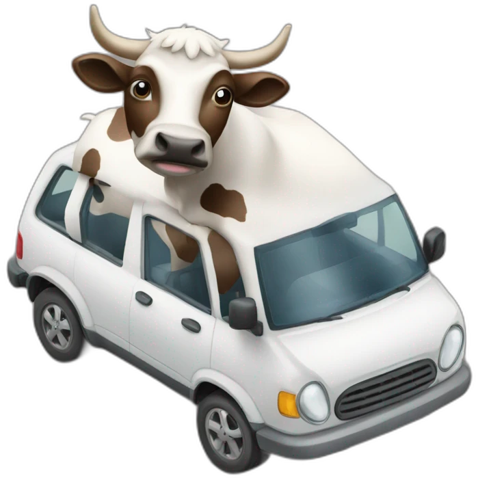 Une vache sur une voiture emoji