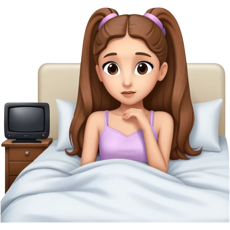 Ariana grande goes to bed and watches television  emoji