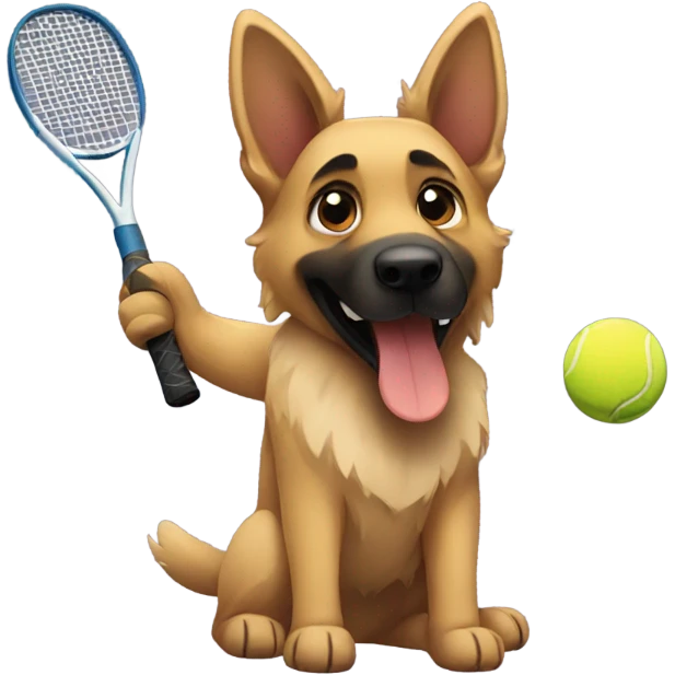 german shepherd playing tennis emoji