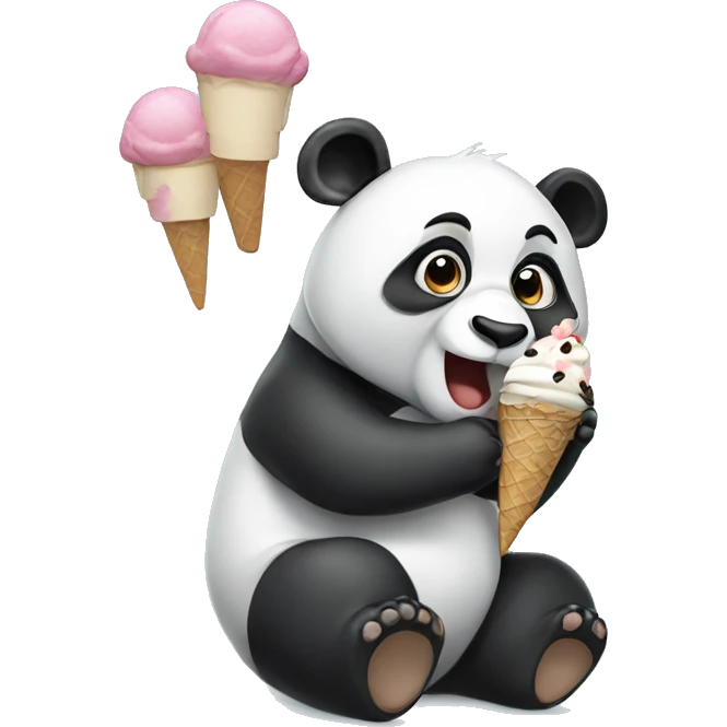 Panda eating ice cream emoji