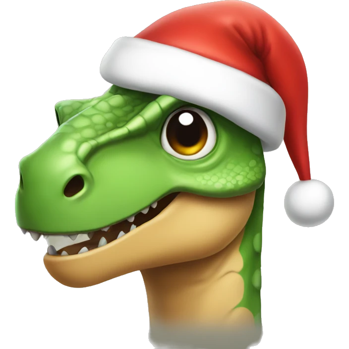 Dinosaur wearing Santa hat emoji