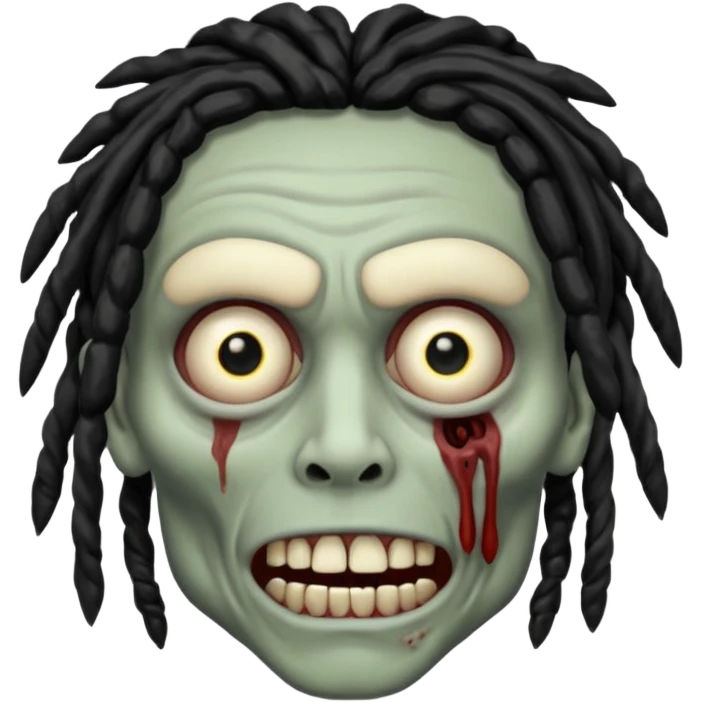 Zombie with black dreads with chinky eyes and a 3rd eye  on right cheek emoji