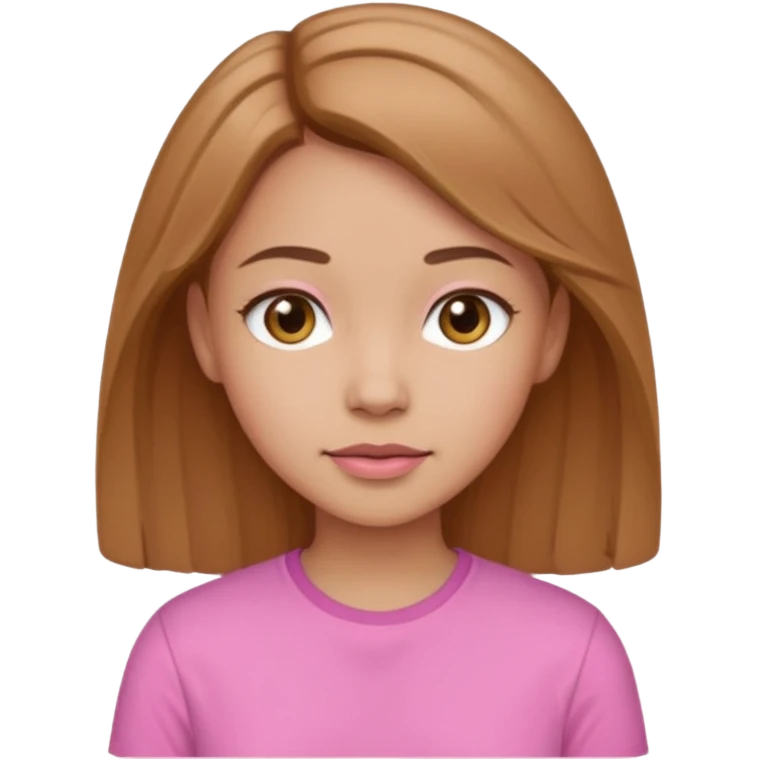 Chica no muy morena con cabello castaño claro con camisa rosadita emoji