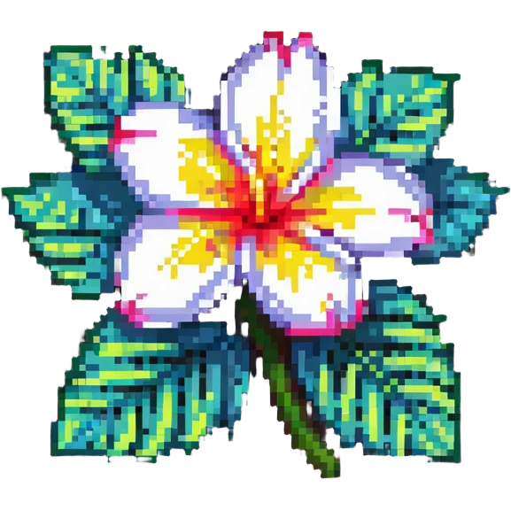 plumeria flower with tropical vibe, pixel art emoji