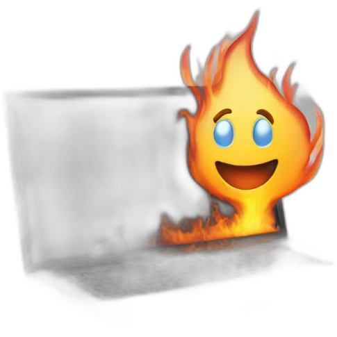 laptop burning emoji