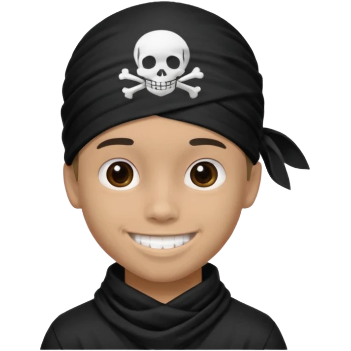 Make a boy wearing black bandana with some design on bandana emoji