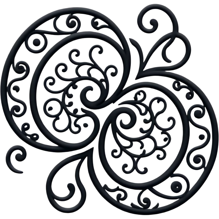 Simple black spiral floral filigree graphic  emoji