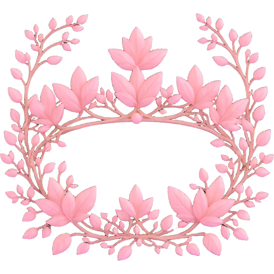 enchanted forest crown with pastel pink leaves and vines emoji