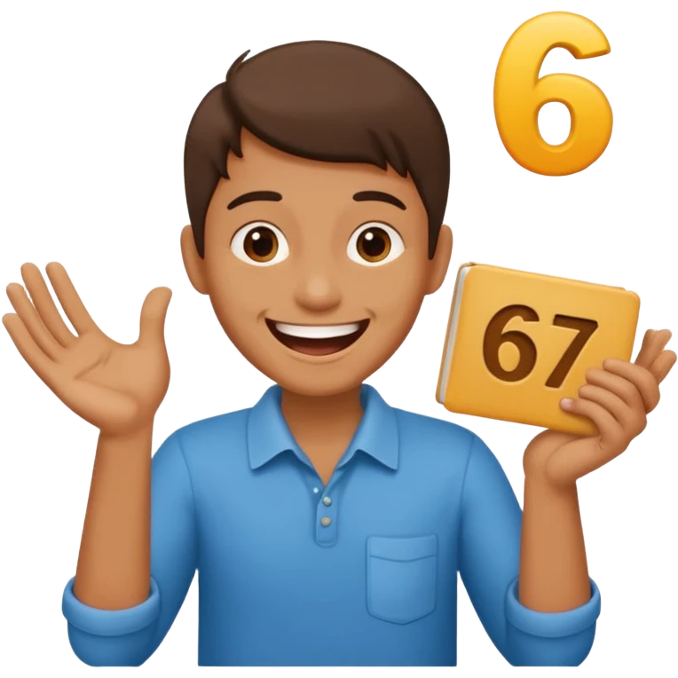 Emoji hold the word 67 in the hands and laugh emoji