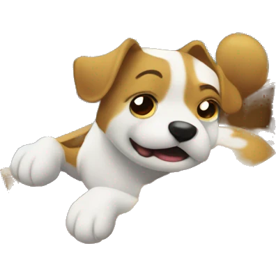 Now that the dog is clean the gravity is not strong enough to hold it down so it begins to float to town. He can now see the town below him.  emoji