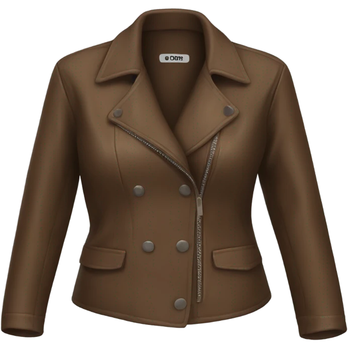 Brown oversize womens open button up leather jacket  emoji