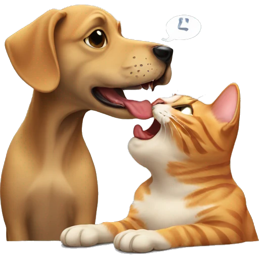 a dog licking a cat emoji