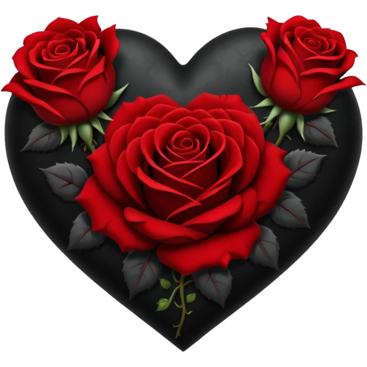 gothic heart with dark roses emoji