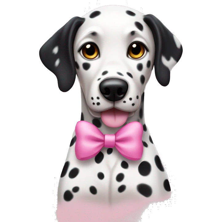 dalmatian dog with a pink bow on the left ear emoji