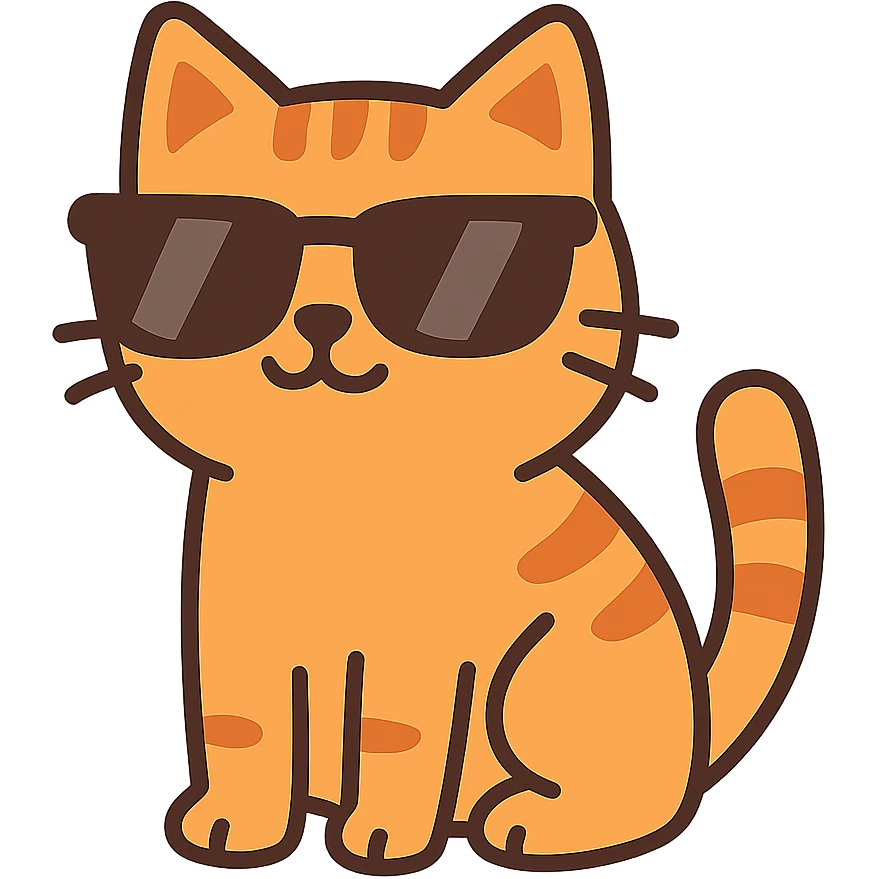 flat toon style cat wearing sunglasses emoji