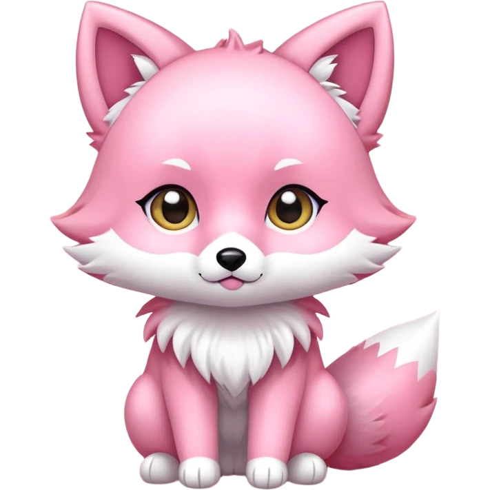 cute chibi anime style pink fox emoji