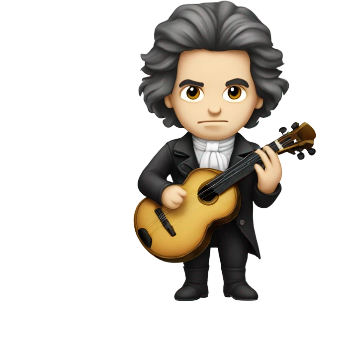 Chibi Beethoven standing stern face banjo emoji