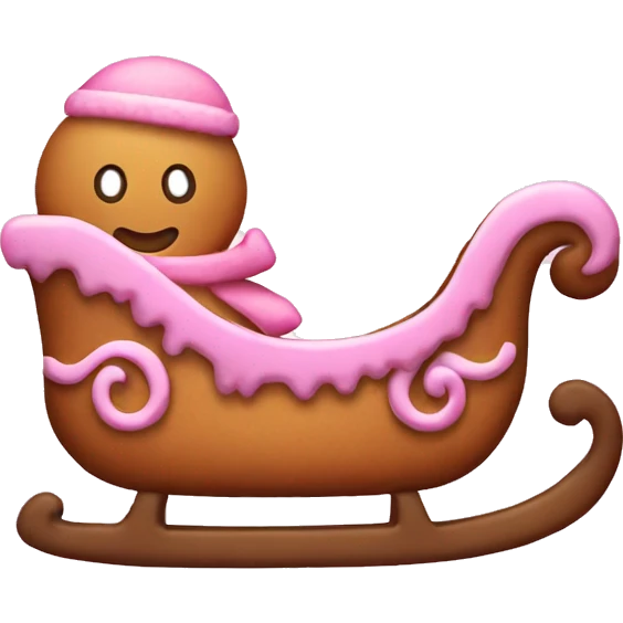 pink gingerbread in pink sleigh emoji