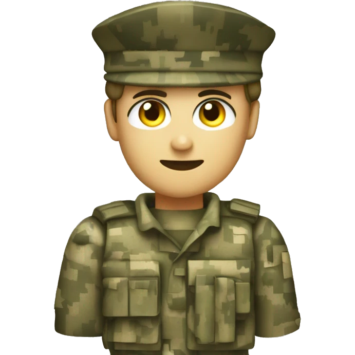 pixelated camouflage uniform soldier wearing beret emoji