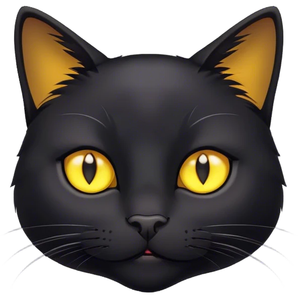 A cute black cat with yellow eyes emoji