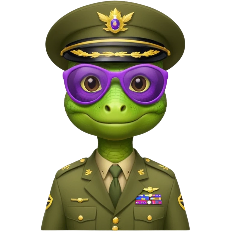 Lizard in militaryuniform with purple sunglasses. emoji