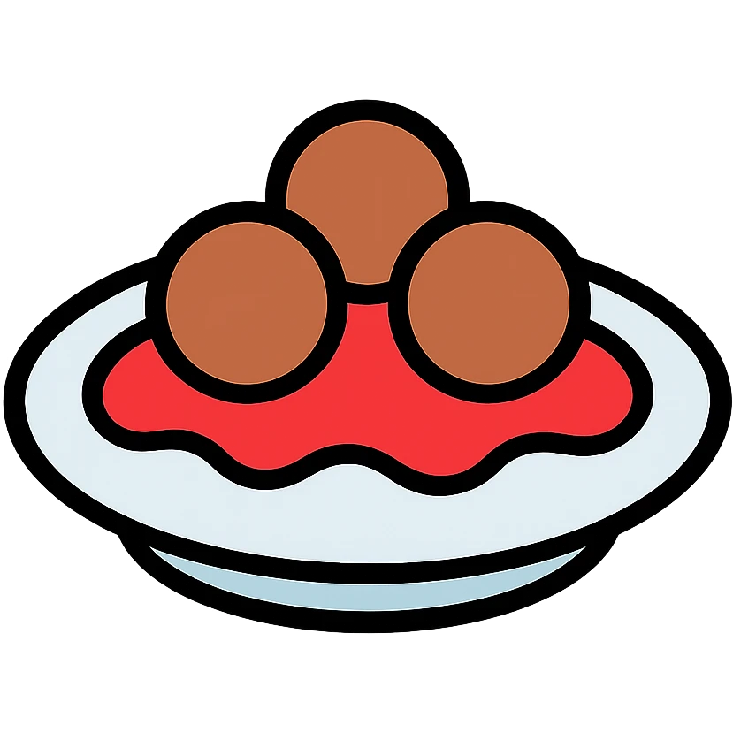 a plate of meatballs with tomato sauce, color outline icon style emoji